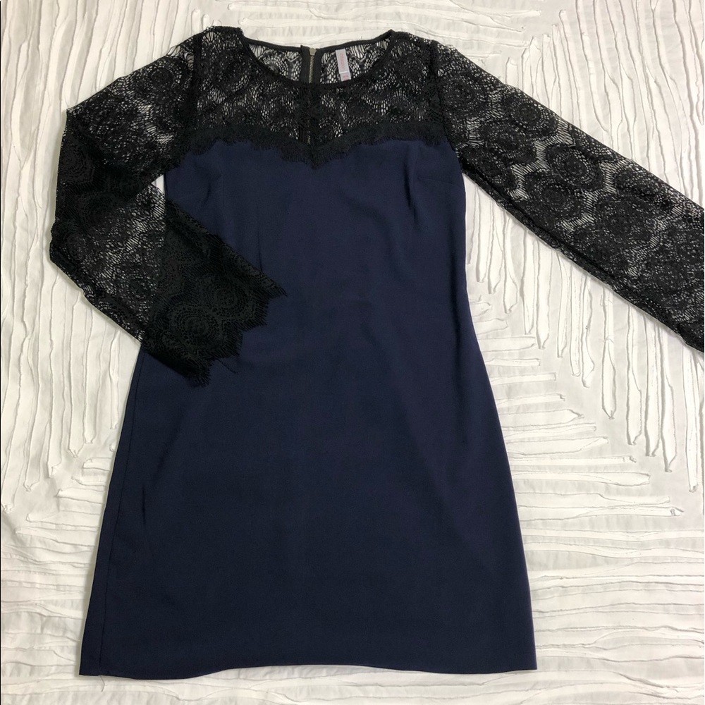 Navy and black lace dress